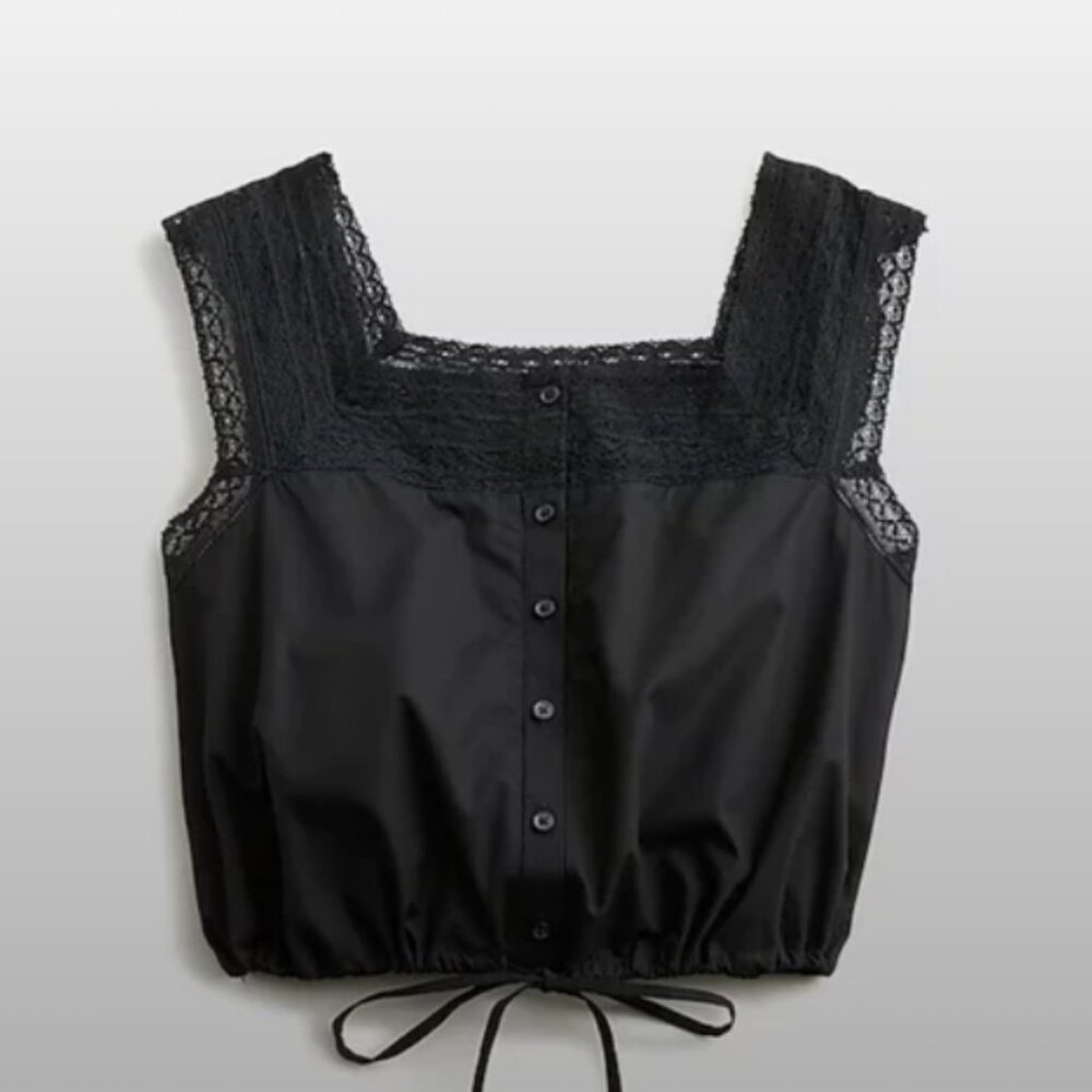 Jcrew Lace Trimmed Crop Top